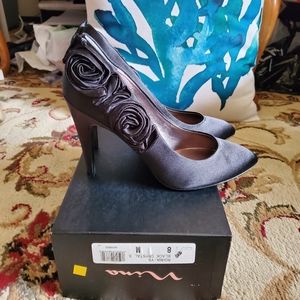 Nina Black Satin Heels